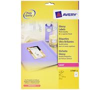 Avery L7760-25 Etiquettes Lucide Full-Face pour CD, 2 pièces par Feuille, imprimantes Laser, 25 Feuilles, diamètre 117 mm, Blanc