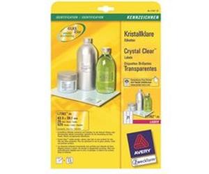 Avery L7782 - Adhésif permanent - clair - 38.1 x 63.5 mm 525 étiquette(s) (25 feuille(s) x 21) étiquettes G