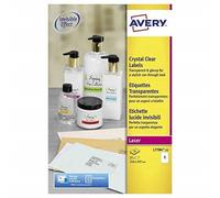 Avery L7784-25 Self-Adhesive Crystal Clear Transparent Labels, 1 Label Per A4 Sh