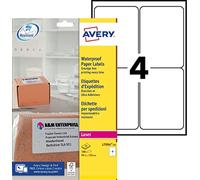 Avery L7994-25 100 étiquettes d'expédition blanches étanches | 100 étiquettes waterproof 99,1 × 139 mm Laser, pour l'expédition et l'envoi de colis