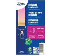 Avery - Lot de 10 tours de cou à motif Arc-en-ciel avec mousqueton en métal 2 cm - cordons porte-badge en polyester recyclé satiné doux - lanyards identification, porte-cartes avec clip de sécurité