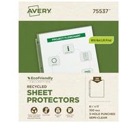 Avery Lot de 100 protège-documents semi-transparents recyclés - Charge par le haut - 75537