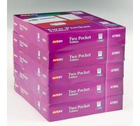 Avery Lot de 125 chemises à deux poches, pouvant contenir jusqu'à 40 feuilles, fente pour cartes de visite, étui de 125 dossiers assortis (47993)