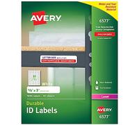 Avery Lot de 1600 étiquettes d'identification blanches durables pour imprimantes laser, 1,6 x 7,6 cm (6577)