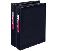 Avery Lot de 2 mini classeurs durables à 3 anneaux de 2,5 cm, anneaux ronds, 14,9 x 21,6 cm, capacité de 175 feuilles, noir (13456)