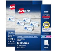 AVERY Lot de 2 petites cartes imprimables de 5,1 x 8,9 cm, impression recto-verso, blanc mat, 320 cartes au total (5812)
