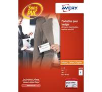Avery Lot De 20 Pochettes En Plastique Pour Badge. 60x90mm