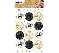 AVERY - Lot de 24 stickers déco - thème scintillant noir et doré