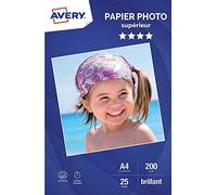 AVERY Lot de 3 Btes 25 feuilles de papier photo blanc brillant 200g. A4. Impression jet d'encre