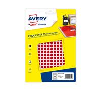 Avery Lot De 3 Sachets De 2940 Pastilles Ø8 Mm. Imprimables. Coloris Rouge