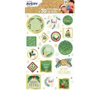 AVERY - Lot de 32 stickers déco - thème nature, vert pastel