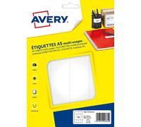 Avery Lot De 5 Ete016s Etui De 256 Étiquettes Blanches 35 X 49 Mm Sur Planche A5