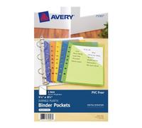Avery Lot de 5 mini pochettes pour classeurs à 3 et 7 anneaux assortis (75307)
