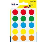 AVERY Lot de 5 Sachets de 90 pastilles Ø19 mm Ecriture manuelle Assortis