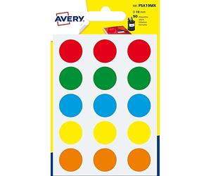 AVERY Lot de 5 Sachets de 90 pastilles Ø19 mm Ecriture manuelle Assortis
