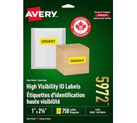 Avery Lot de 750 étiquettes laser néon, rectangulaires, 2,5 x 6,3 cm, jaune fluo