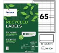 Avery LR3666-100 6500 étiquettes recy s multiusages blanches | 6500 étiquettes recyclés, Laser, Jet d'encre, 38 × 21,2 mm