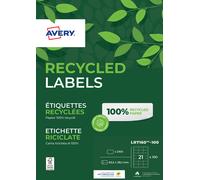 Avery Étiquettes d'adresse QuickPEEL Recyclées – Blanc naturel 38,1 x 63,5 mm 2 100 étiquettes