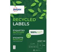 AVERY - 100 Étiquettes Autocollantes Blanches Personnalisables - 100% Recyclées - Format 199,6 x 289,1 mm - Impression Laser et Jet d'Encre