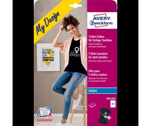 Avery MD1003 : Papier Jet d'encre 210x297mm Blanc Mat, Tonalité Sombre compatible, pour Sérigraphie Textile - Lot de 4 feuilles