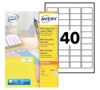 Avery Mini étiquettes L7654-100 45,7×25,4 mm blanches – Pack de 4000 (Laser et jet d'encre)