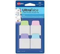 AVERY Mini Ultra Tabs, 2,5 x 3,8 cm, inscriptible des deux côtés, violet pastel/bleu/rose, 40 onglets repositionnables (74761)