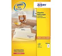 Avery Multi-Purpose Labels 3476 - Papier - adhésif permanent - blanc - 70 x 70 mm 1200 étiquette(s) (100 feuille(s) x 12 étiquettes multi-emploi
