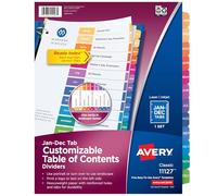 AVERY Onglet contenant des onglets de contenu multicolore pour classeur à 3 trous, Lettre