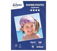Avery – Papier photo brillant 200 g/m² 10 x 15 cm, 60 feuilles, jet d'encre, FSC