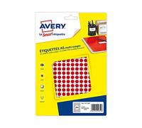 Avery PET08R 2940 pastilles rouges Ø 8 mm Jet d'encre ou Laser | 2940 pastilles rouges Ø 8 mm jet d'encre-Laser