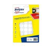 Avery - Étui 640 pastilles autocollantes blanches - Diamètres 15 mm et 24 mm