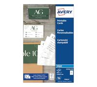 Avery C2318-25i Pack de 100 Cartes de Correspondance 260 g/m² Aspect Mat Imprimables R-V Impression Jet d'Encre Taille 128 x 82 mm