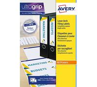 Avery - Pochette de 100 Étiquettes Autocollantes pour dos de Classeur Large, Personnalisables et imprimables, Format 192 x 61 mm, Impression laser/jet d'encre, (L4761-25)