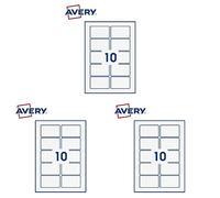 Avery - Pochette De 100 Étiquettes Autocollantes Rectangulaires, Papier Blanc, Format 80X50 mm, Personnalisables Et Imprimables Laser, Jet D'Encre Et Copieur (PPW-80X50.Fr) (Lot de 3)