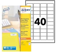 Avery Étiquettes d'adresse Mini L7654-25 - 25,4×45,7 mm blanches, adhésif permanent, 1000 étiquettes