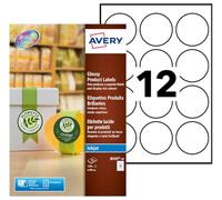 Avery Étiquettes rondes J8105-10 – 120 x 60 mm, blanc brillant, adhésif permanent, jet d'encre