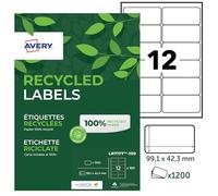 Avery Pochette 1200 étiquettes autocollantes 100% recyclées MonTimbrenligne 99,1×42,3mm Laser/jet