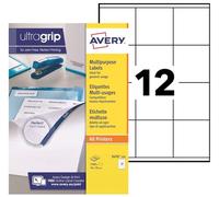 Avery Étiquettes multi-usages UltraGrip 1200 — 70×70 mm Personnalisables Sans bourrage