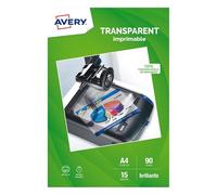 AVERY - Pochette de 15 transparents, 2503, Format A4, Impression jet d'encre,