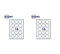 AVERY - Pochette De 150 Étiquettes Autocollantes Rondes, Papier Blanc, Diamètre 51mm, Personnalisables Et Imprimables Laser, Jet D'Encre Et Copieur (PPW-51.Fr) (Lot de 2)