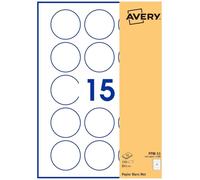 AVERY - Pochette De 150 Étiquettes Autocollantes Rondes, Papier Blanc, Diamètre 51mm, Personnalisables Et Imprimables Laser, Jet D'Encre Et Copieur (PPW-51.Fr)