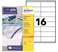 Avery Pochette d'étiquettes UltraGrip 1600 autocollantes 105 x 35 mm pour laser/jet d'encre(3423-100)