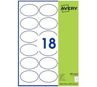 Avery - Pochette De 180 Étiquettes Autocollants Ovales, Papier Blanc Recyclé, Format 64X42 mm, Personnalisables Et Imprimables Laser, Jet D'Encre Et Copieur (PRP-64X42.Fr)