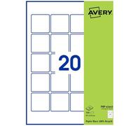 AVERY - Pochette De 200 Étiquettes Autocollantes Carrées, Papier Blanc Recyclé, Format 45X45 mm, Personnalisables Et Imprimables Laser, Jet D'Encre Et Copieur (PRP-45X45.Fr)
