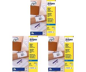 AVERY - Pochette de 210 étiquettes d'adressage autocollantes, Personnalisables et imprimables, Blanc, Format 99,1 x 38,1 mm, impression jet d'encre, (J8163-15) (Lot de 3)