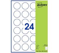 Avery - Pochette De 240 Étiquettes Autocollantes Rondes, Papier Blanc Recyclé, Diamètre 40 mm, Personnalisables Et Imprimables Laser, Jet D'Encre Et Copieur (Prp-40.Fr)