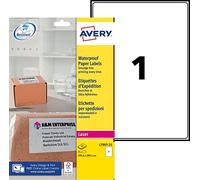 AVERY - Pochette de 25 étiquettes d'expédition étanches et ultra-adhesives Laser Blanc 199,6 x 289,1 mm