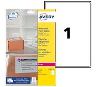 AVERY - Pochette de 25 étiquettes d'expédition étanches et ultra-adhesives Laser Blanc 199,6 x 289,1 mm