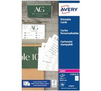 Avery Cartes de visite C32026-25 – 85 x 54 mm, 250 pcs, bords lisses, blanc satiné 270 g/m²