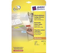 AVERY - Pochette de 280 étiquettes jaunes autocollantes et amovibles, Personnalisables et imprimables, Format 99,1 x 38,1 mm, Impression laser/jet d'encre, (L6057-20)